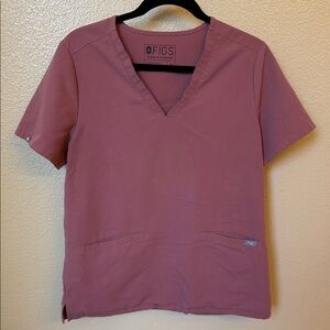 Figs Mauve Short Sleeve Scrub Top